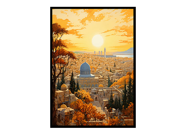 Cityscape Dome of Rock, Juerusalem Digital Art Urban Home Decor Art Print Instant Poster Joy