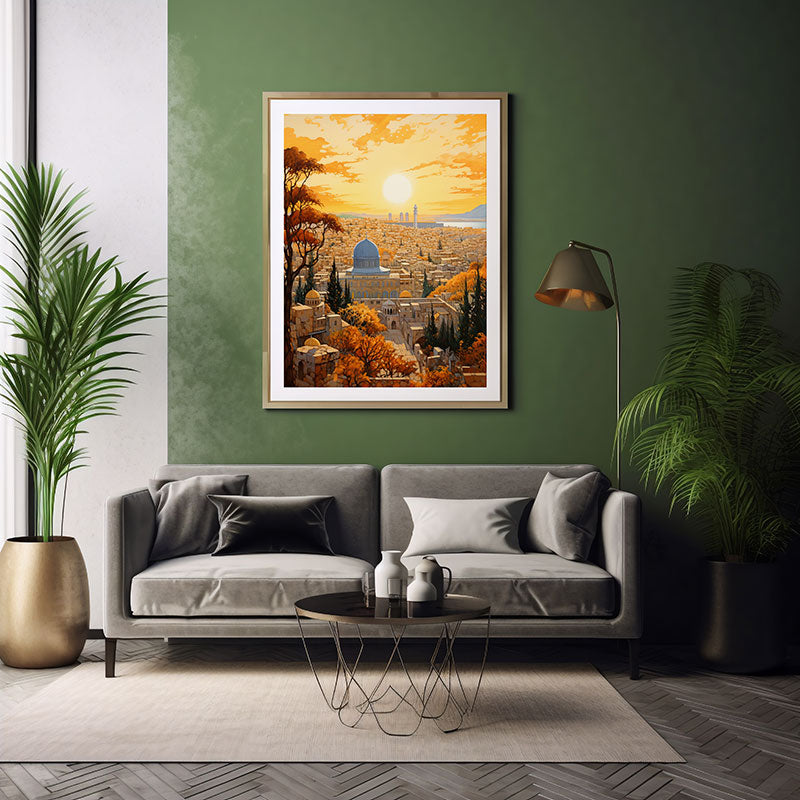 Cityscape Dome of Rock, Juerusalem Digital Art Urban Home Decor Art Print Instant Poster Joy