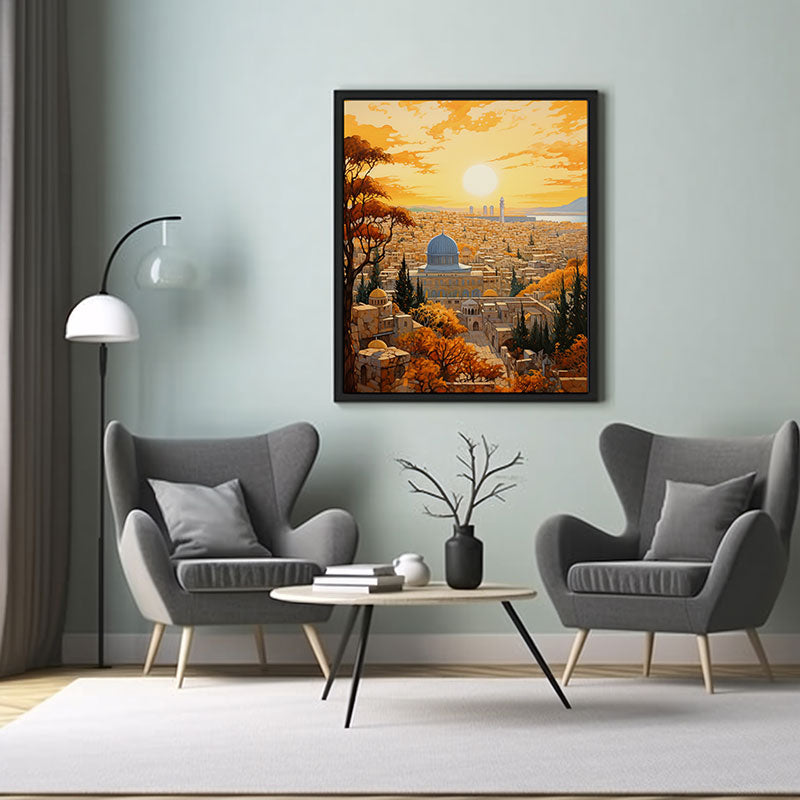 Cityscape Dome of Rock, Juerusalem Digital Art Urban Home Decor Art Print Instant Poster Joy