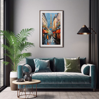 Paris Eiffel Tower City View Digital Art  Urban Escape Art Print for Home Decor Instant Poster Delight