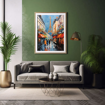 Paris Eiffel Tower City View Digital Art  Urban Escape Art Print for Home Decor Instant Poster Delight