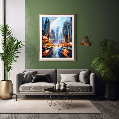 Hong Kong Skyline City View Vibes Spectacular Digital Art Contemporary Home Decor Poster Print