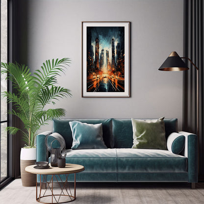 Captivating Hong Kong SkylineCity View Digital Art Instant  for Chic Home Decor Trendy Poster