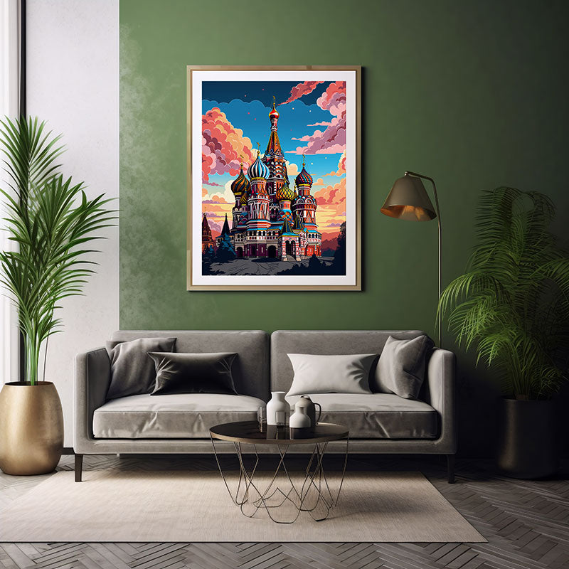Modern City View Moscow Cathedral Digital Art  Now for Sleek Home Decor Stunning Poster Print