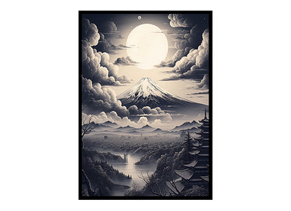 Tokyo skyline Mount Fuji City Lights Digital Art Mesmerizing City View Home Decor Poster Print