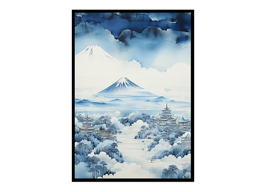 Mount Fuji  City View Digital Art Tokyo skyline  Now for Contemporary Home Decor Art Print Poster