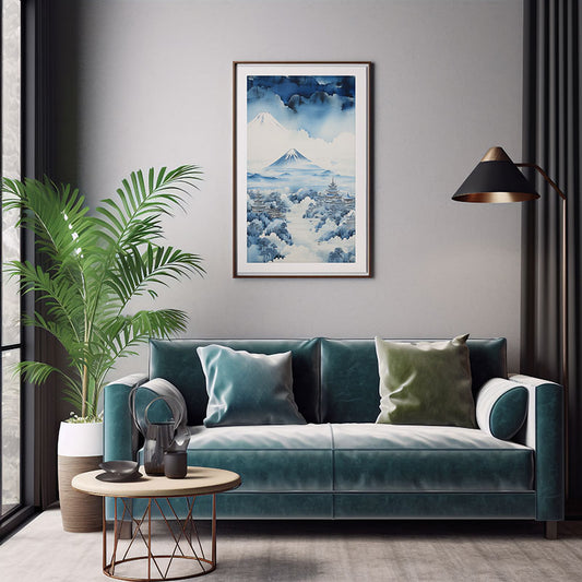 Mount Fuji  City View Digital Art Tokyo skyline  Now for Contemporary Home Decor Art Print Poster