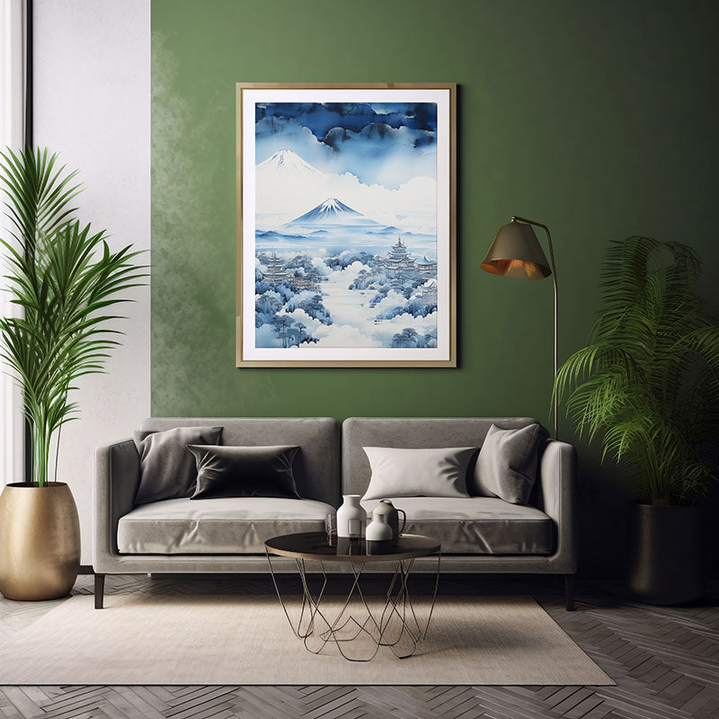 Mount Fuji  City View Digital Art Tokyo skyline  Now for Contemporary Home Decor Art Print Poster