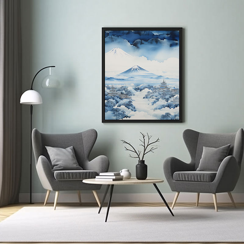 Mount Fuji  City View Digital Art Tokyo skyline  Now for Contemporary Home Decor Art Print Poster