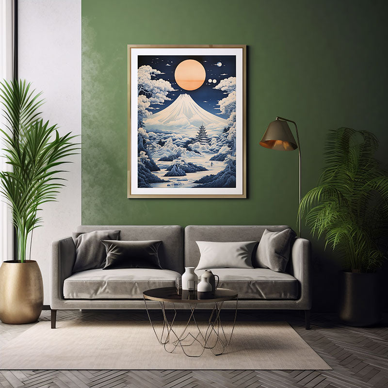Digital Art  Tokyo skyline Mount Fuji Urban Escape Art Print for Home Decor Instant Poster Delight