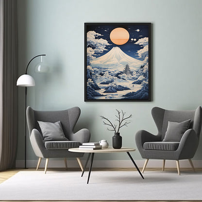 Digital Art  Tokyo skyline Mount Fuji Urban Escape Art Print for Home Decor Instant Poster Delight
