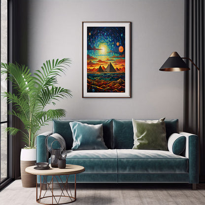 View Vibes Pyramids of Giza Spectacular Digital Art Contemporary Home Decor Poster Print