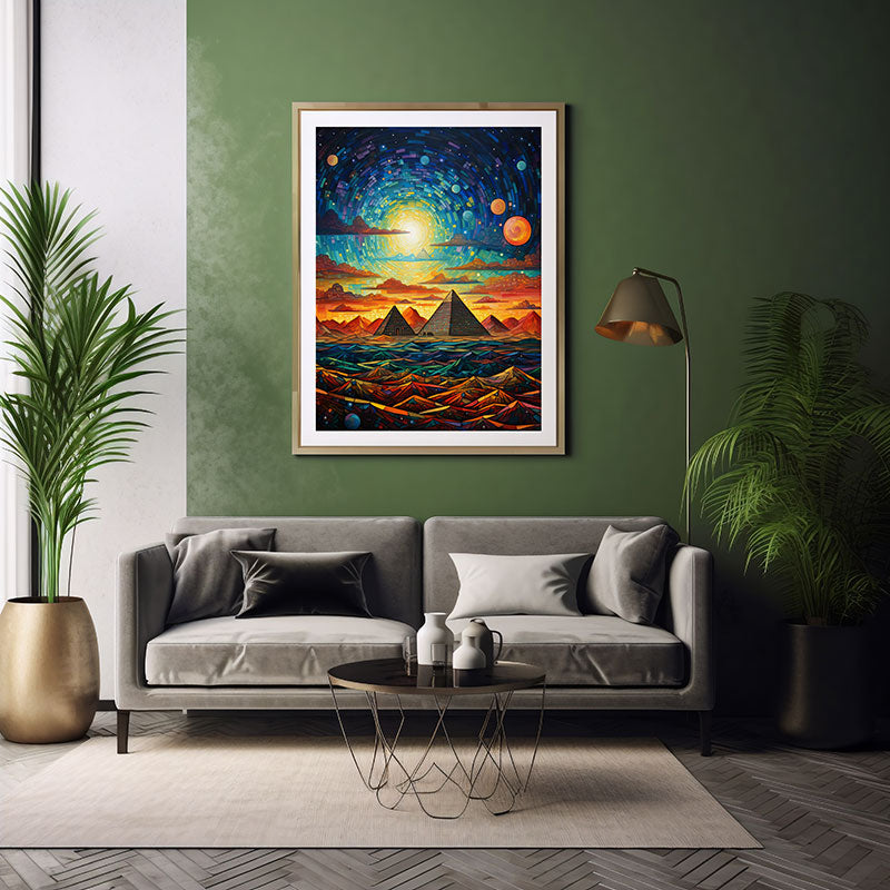 View Vibes Pyramids of Giza Spectacular Digital Art Contemporary Home Decor Poster Print