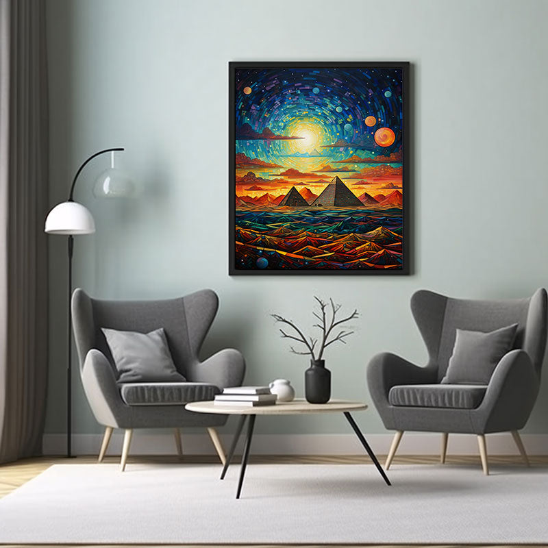 View Vibes Pyramids of Giza Spectacular Digital Art Contemporary Home Decor Poster Print