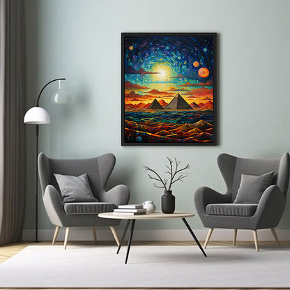 View Vibes Pyramids of Giza Spectacular Digital Art Contemporary Home Decor Poster Print