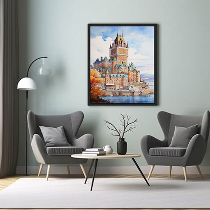 Digital Art City View Bliss Art Print Quebec City Château Frontenac Home Decor Poster Print