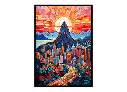 Modern Ceramic Mosaic Rio de Janeiro City View Digital Art  Now Home Decor Stunning Poster Print