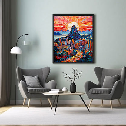 Modern Ceramic Mosaic Rio de Janeiro City View Digital Art  Now Home Decor Stunning Poster Print