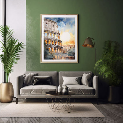 Roman Colosseum in Rome City View Digital Art, Contemporary Home Decor Art Print Poster