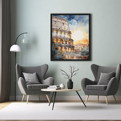Roman Colosseum in Rome City View Digital Art, Contemporary Home Decor Art Print Poster