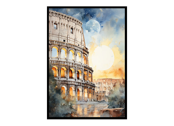 Roman Colosseum in Rome City View Digital Art, Contemporary Home Decor Art Print Poster