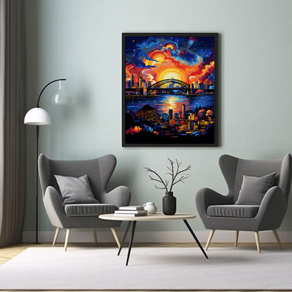 Sydney with Opera House and Harbour Bridge  City View Digital Art Instant for Chic Home Décor