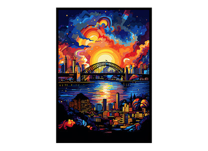 Sydney with Opera House and Harbour Bridge  City View Digital Art Instant for Chic Home Décor