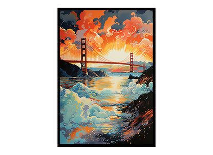 City View Vibes Spectacular Digital Art  San Francisco,Golden Gate Bridge, Home Decor Poster Print