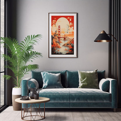 Digital Art  San Francisco,Golden Gate Bridge, City View Bliss Art Print Skyline Home Decor Poster