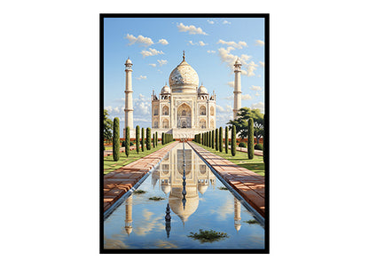 City Lights Digital Art Mesmerizing India Taj Mahal City View Home Decor Poster Print