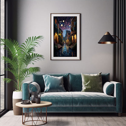 Venice canals City Skyline Magic Digital Art Instant Urban Home Decor Poster Print