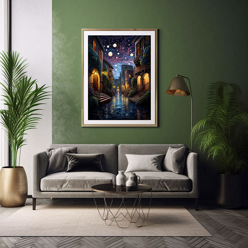Venice canals City Skyline Magic Digital Art Instant Urban Home Decor Poster Print