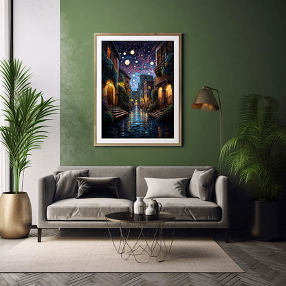 Venice canals City Skyline Magic Digital Art Instant Urban Home Decor Poster Print