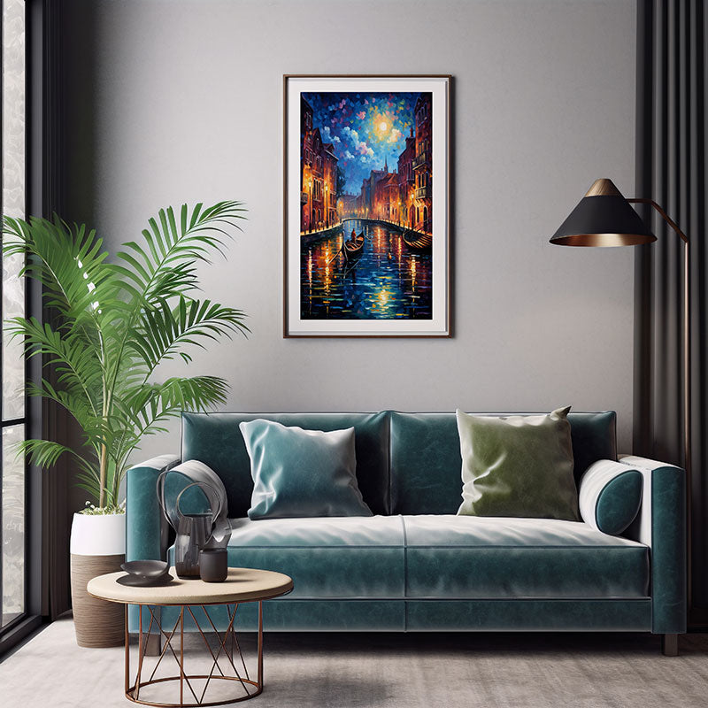 Explore the City Venice canals View Vibrant Digital Art Stylish Home Decor Poster Print