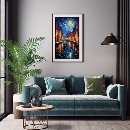 Explore the City Venice canals View Vibrant Digital Art Stylish Home Decor Poster Print