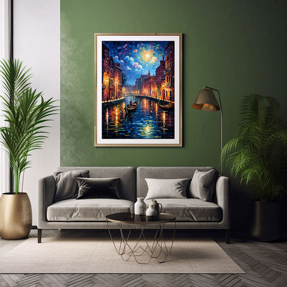 Explore the City Venice canals View Vibrant Digital Art Stylish Home Decor Poster Print