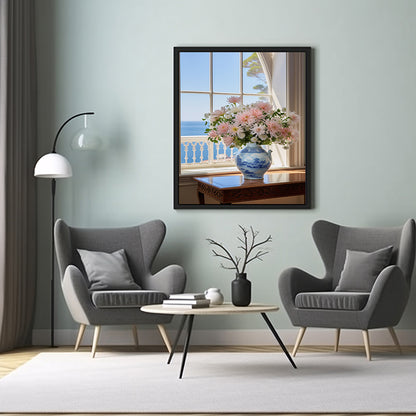 Chrysalis Art for Walls  Vase of Blooming Flowers, Floral Wall Art Decor Print