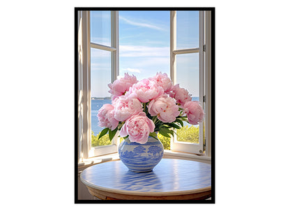 Vase of Peony Flower Art Prints, Flower Wall Art Decor Print