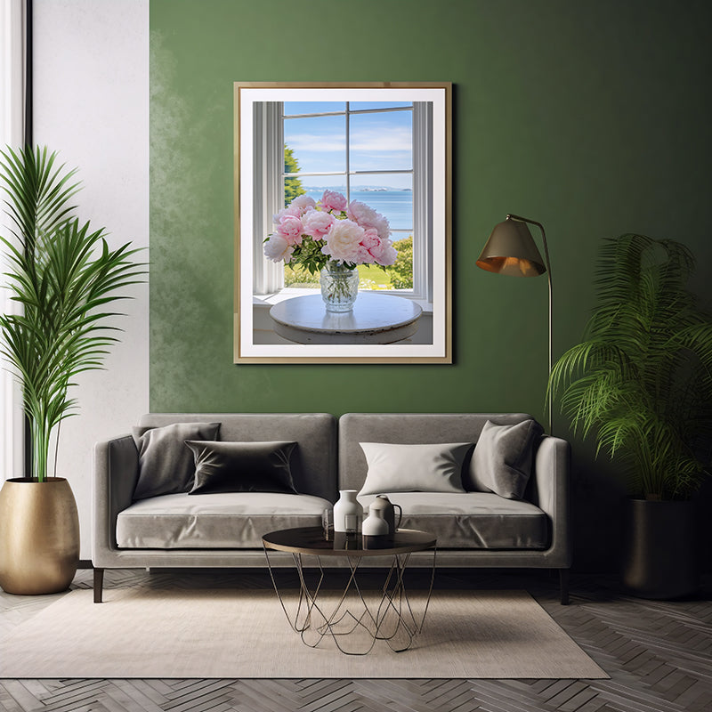 Peony Elegance Floral Posters Vased Peonies, Flower Wall Art Decor Print