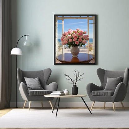 Rose Flower Vase Prints Wall Decor, Flower Wall Art Decor Print Poster