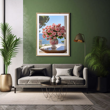 Vase of Rose Flower Art Prints Wall Decor, Flower Wall Art Decor Print Poster
