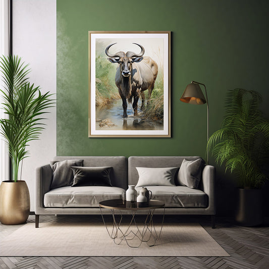Wild Beauty Wildebeest Art Prints, Safari Animal, Wildebeest Poster
