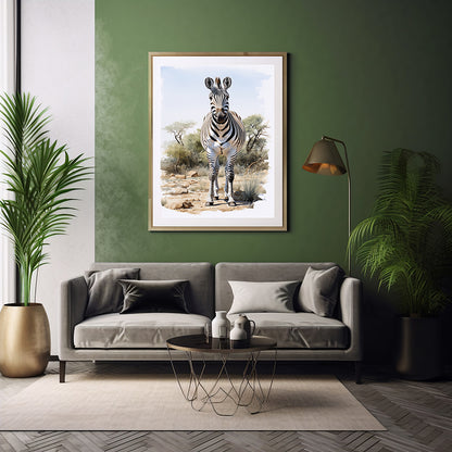 Zebra Elegance: Safari Art Prints, Jungle Art Print,  Wildlife Art Poster