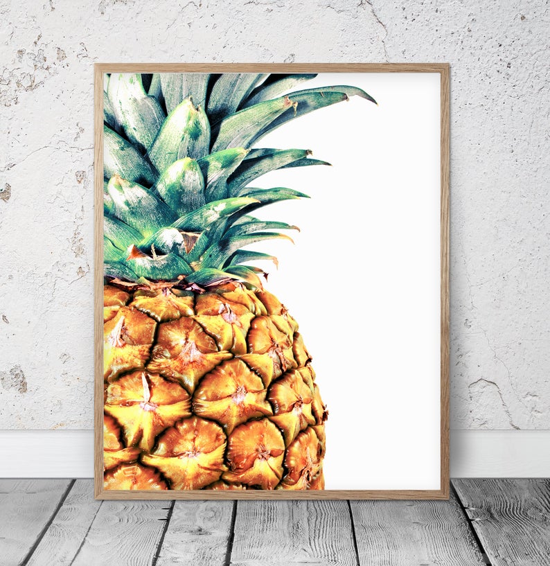 Pineapple Wall Art Decor, Pineapple Print Artwork, Tropical Art Printable Decor