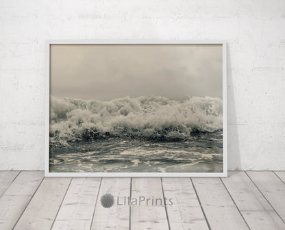 Sea Print, Black And White Poster Print, Sea Wall Art, Ocean Waves Print,