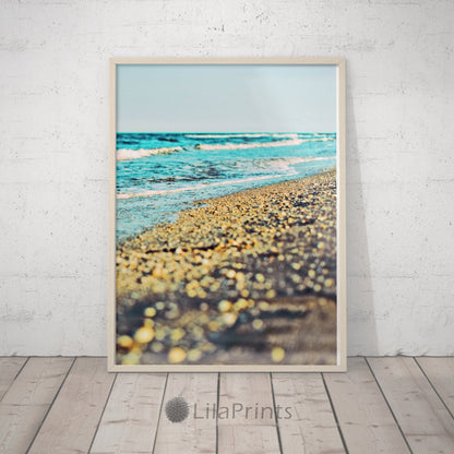 Gold Beach Print Art, Coastal Decor Beach, Ocean Wall Art, Home Decor Print