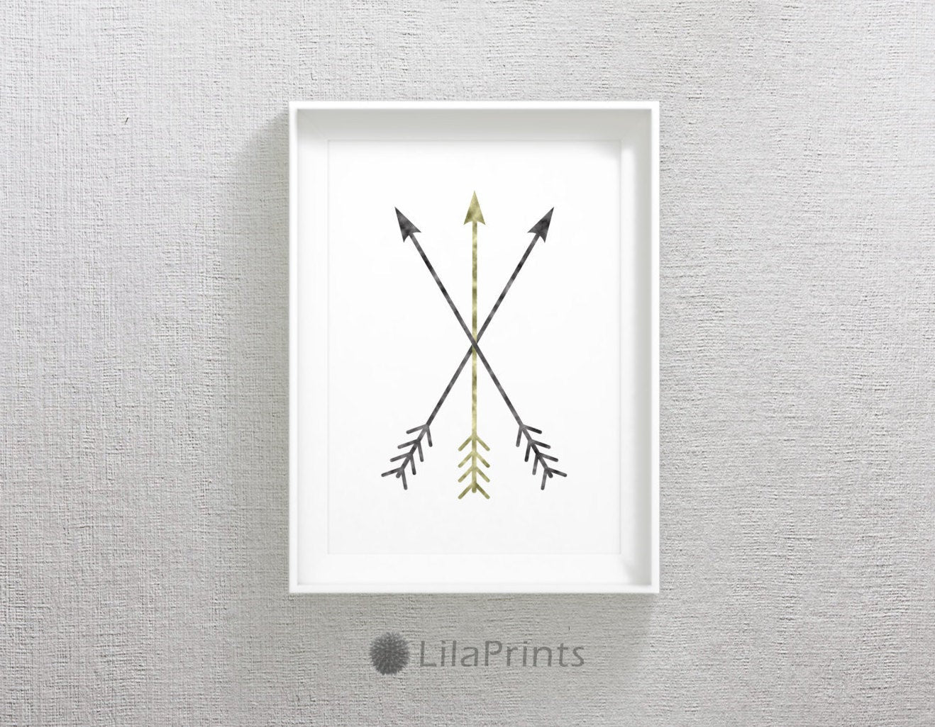 Mustard Yellow Decor, Minimalist Crossed Arrow Print, Room Wall Art Decor