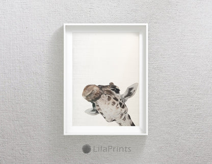 Giraffe Print, Nursery Animal Wall Art, Kids Printable Art, Home Decor Print