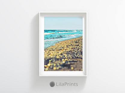 Gold Beach Print Art, Coastal Decor Beach, Ocean Wall Art, Home Decor Print
