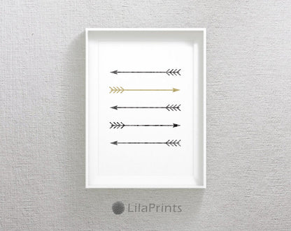 Arrow Print,Gold Minimalist,Tribal Arrows,Golden Arrow,Room Wall Art Decor